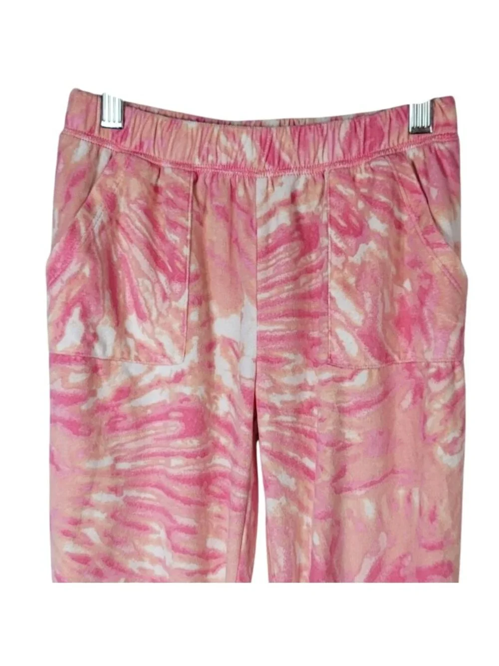 Justice Girls Fleece Pajama Set Pink Medium Tie Dye Hood Joggers Long Sleeves
